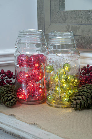 Lighted Ball Garland Red and Green