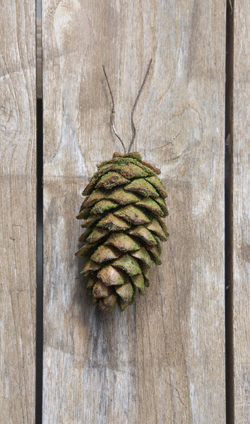 Flocked Pine Cones with Wire