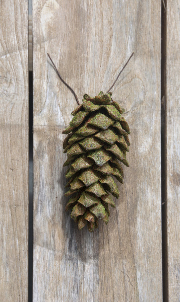 Flocked Pine Cones with Wire